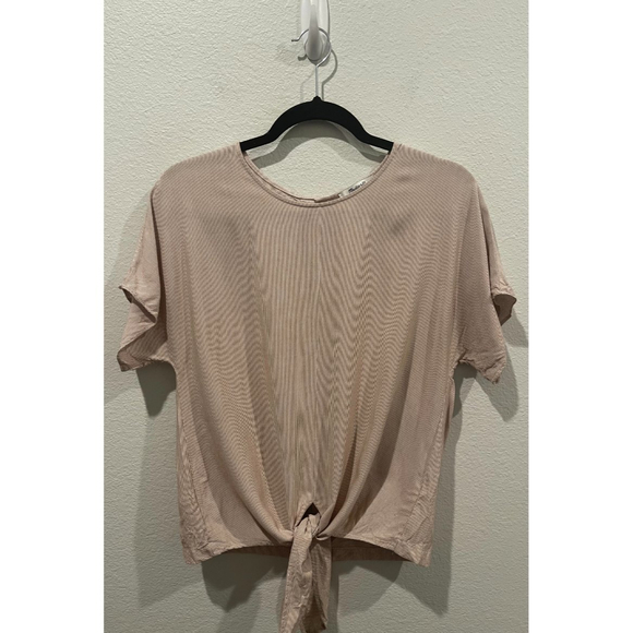 MADEWELL Striped Red White Button Back Tie Shirt - Picture 5 of 9